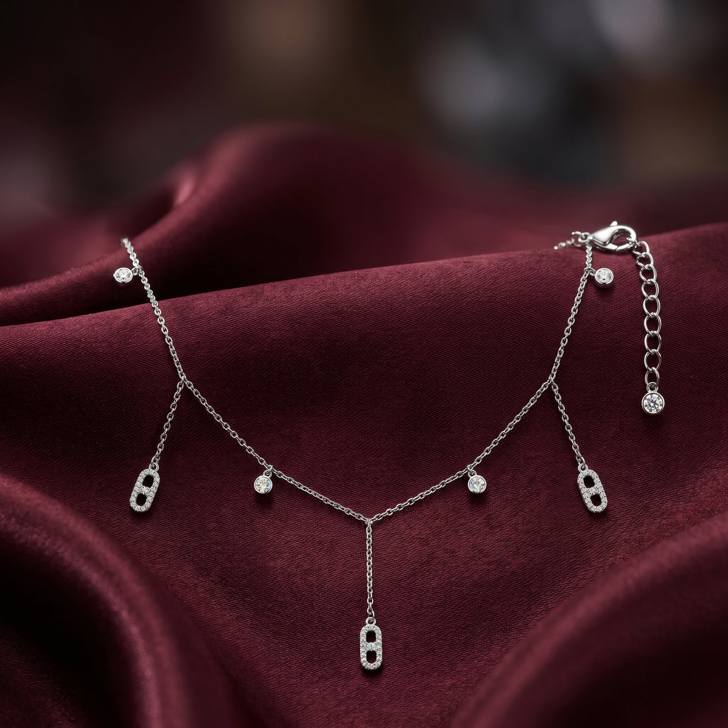 Dainty Drop Charm Chain with Pave Accents