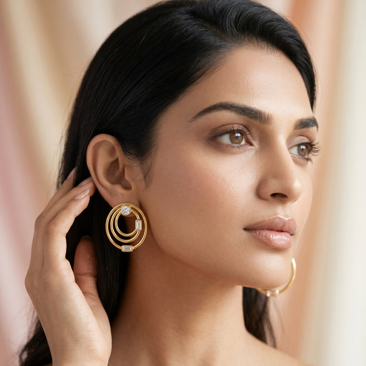 Modern Oval Loop Statement Earrings