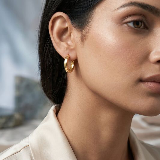 Chic Polished Wide Huggie Hoops