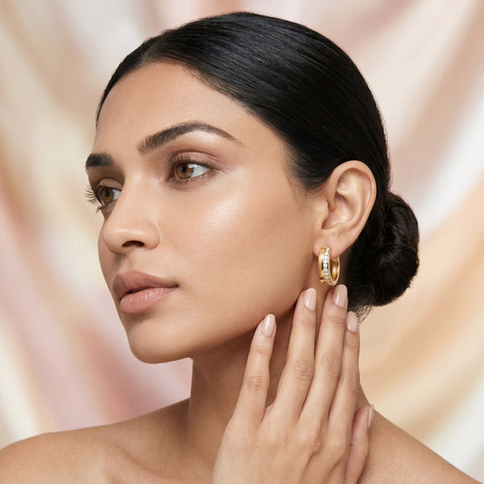 Minimal Crystal Line Hoop Earrings