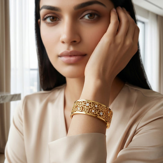 Floral Filigree Hinged Kada