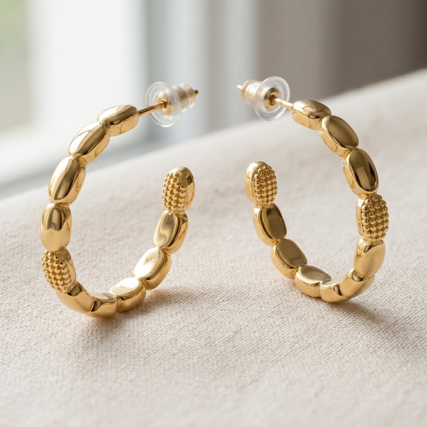 Oval Premium Hoop Earrings with Pave Accents