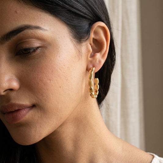 Oval Premium Hoop Earrings with Pave Accents