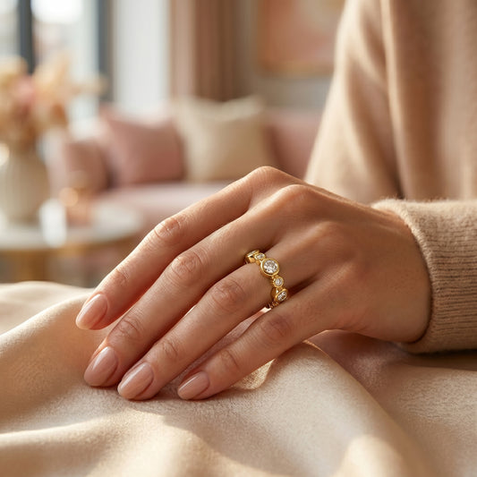 Geometric Geo-Stone Adjustable Eternity Ring