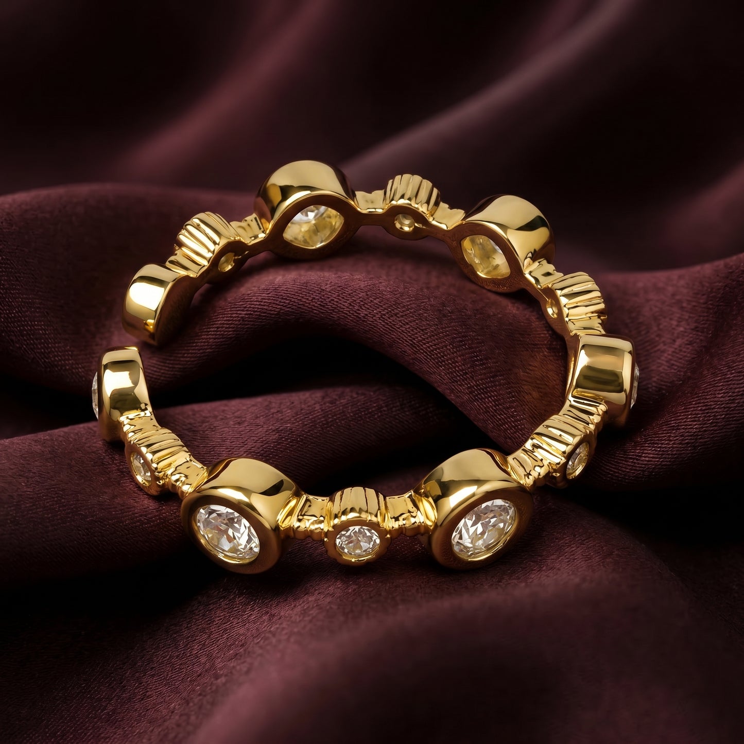 Geometric Geo-Stone Adjustable Eternity Ring