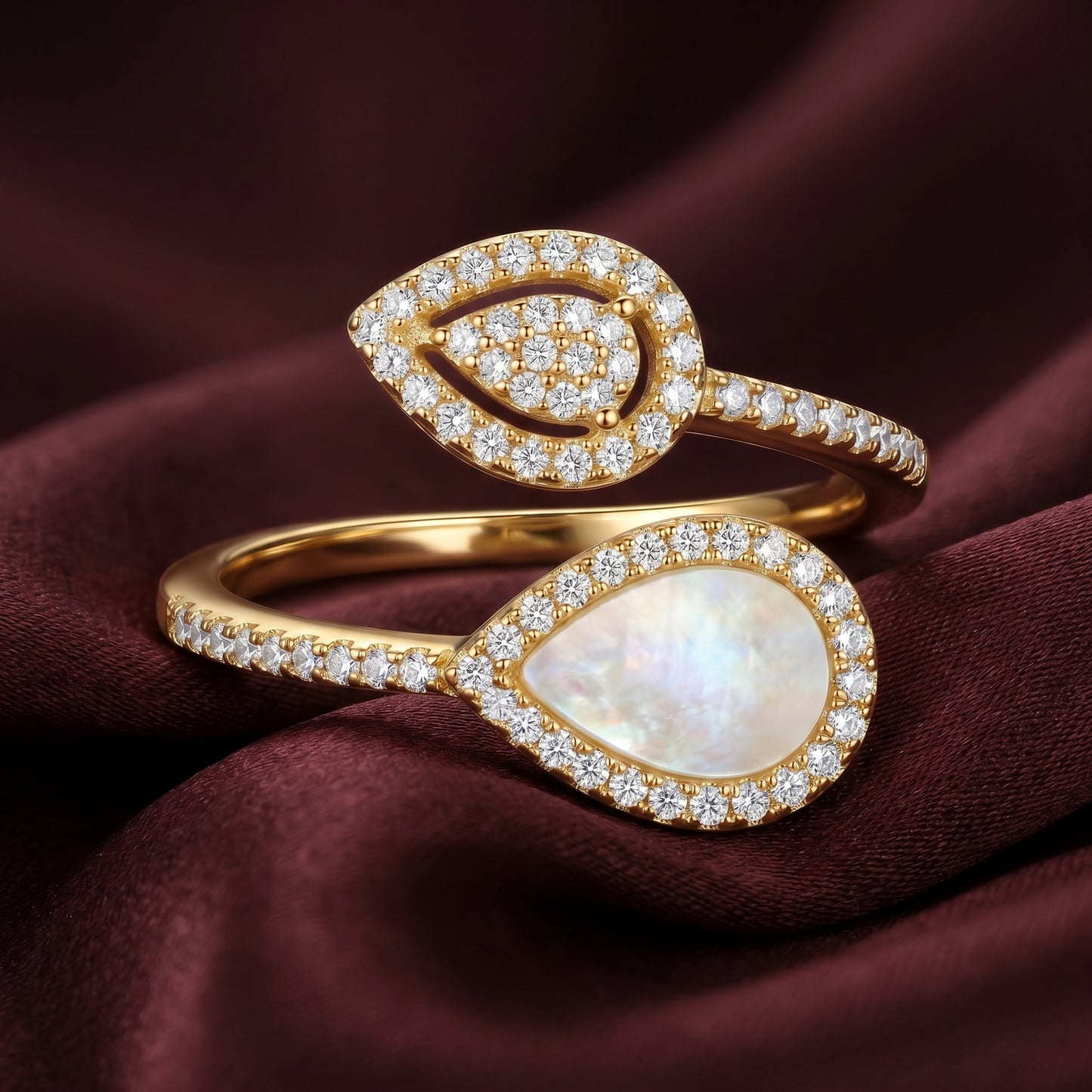 Elegant Pear-Cut Toi et Moi Bypass Ring