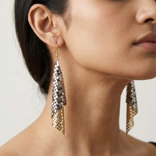 Vintage Long GloMesh Disco Mesh Earrings
