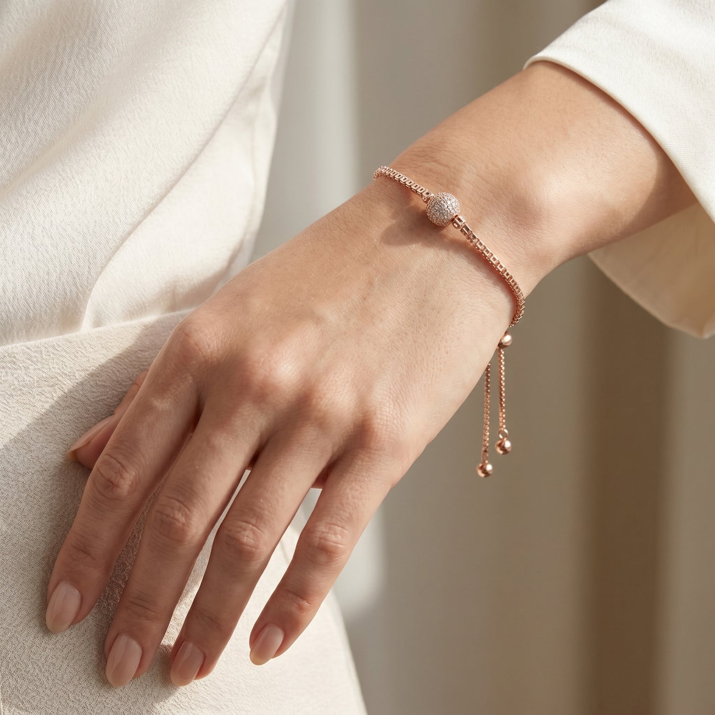 Pave Orb Slider Bracelet
