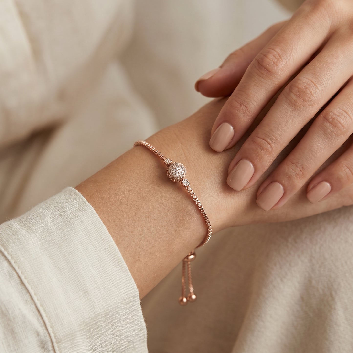 Pave Orb Slider Bracelet