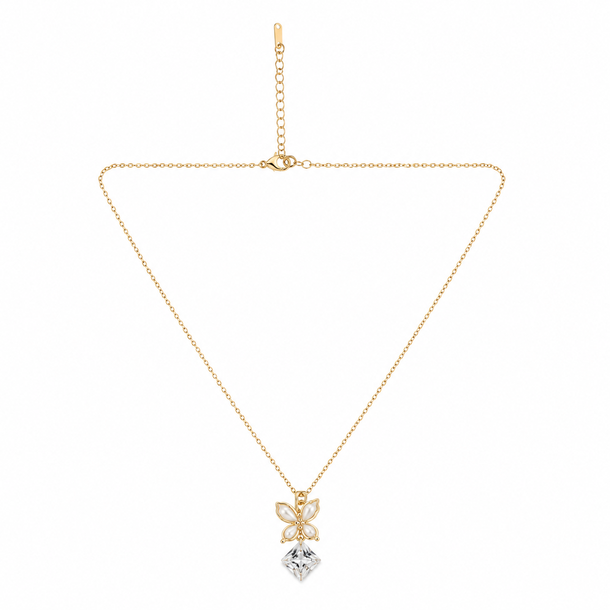 Butterfly Crystal Drop Chain & Stud Earrings Set