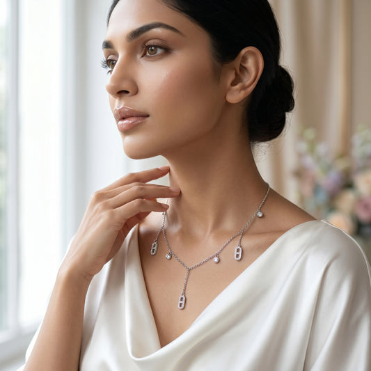 Dainty Drop Charm Chain with Pave Accents