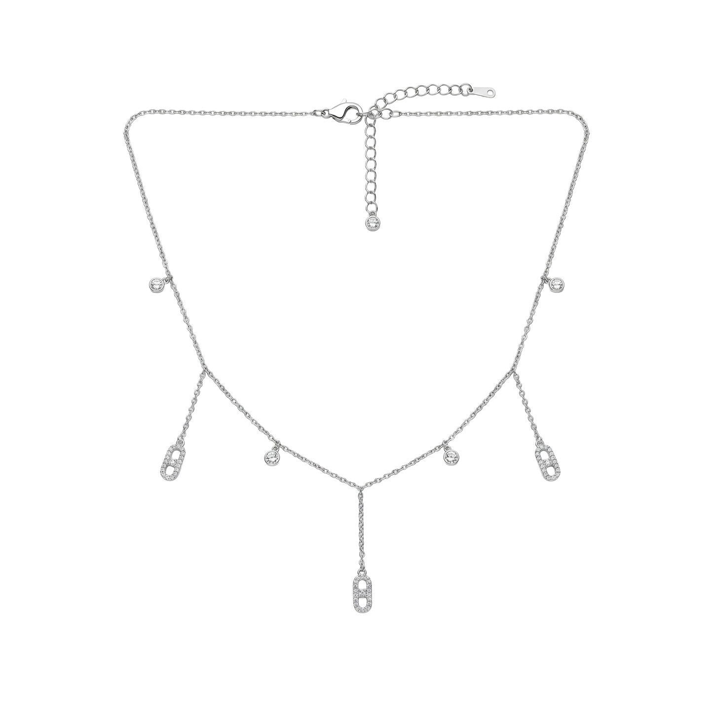 Dainty Drop Charm Chain with Pave Accents
