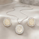 Oval Moon-Glow Chain & Stud Earrings Set