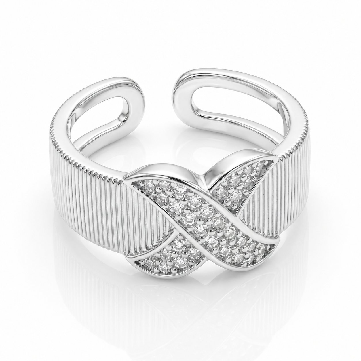 Crossover Ribbed Statement Ring