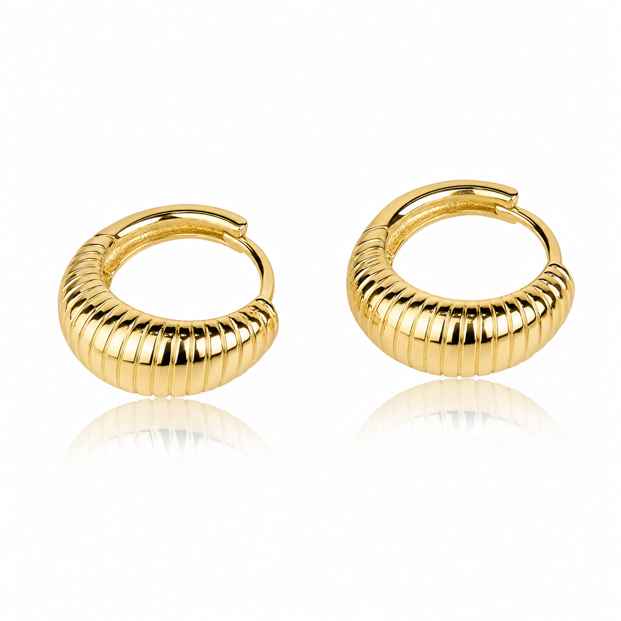 Chunky Ribbed Metallic Hoop Earrings
