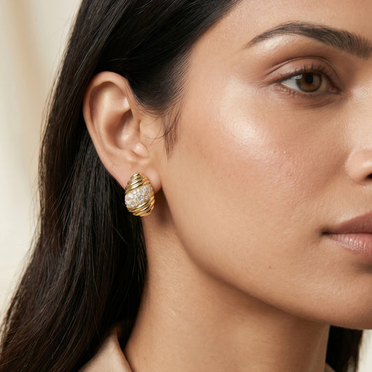 Two-Tone Ribbed Teardrop Studs