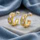 Elegant Textured Hoop Earrings with Crystal Accent