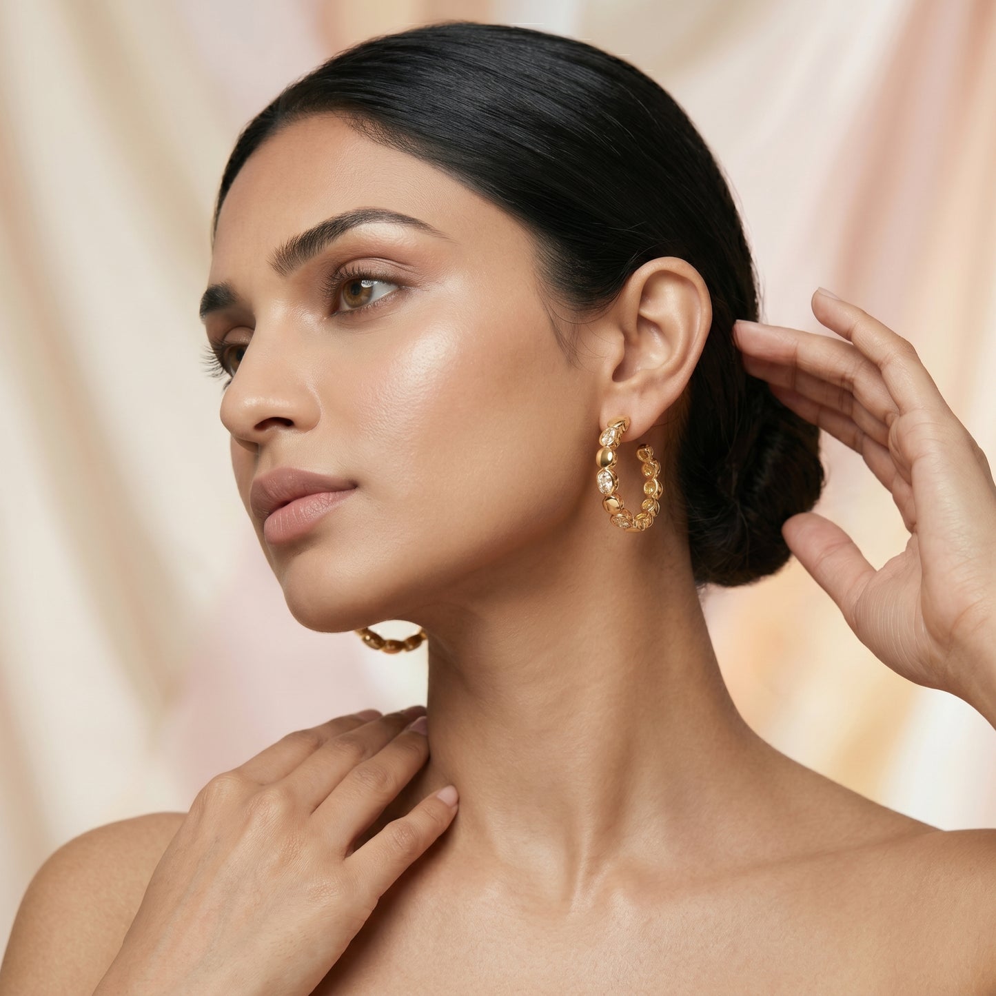 Modern Beaded Hoop Earrings