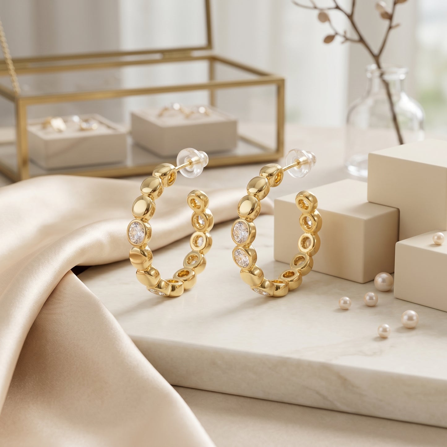 Modern Beaded Hoop Earrings