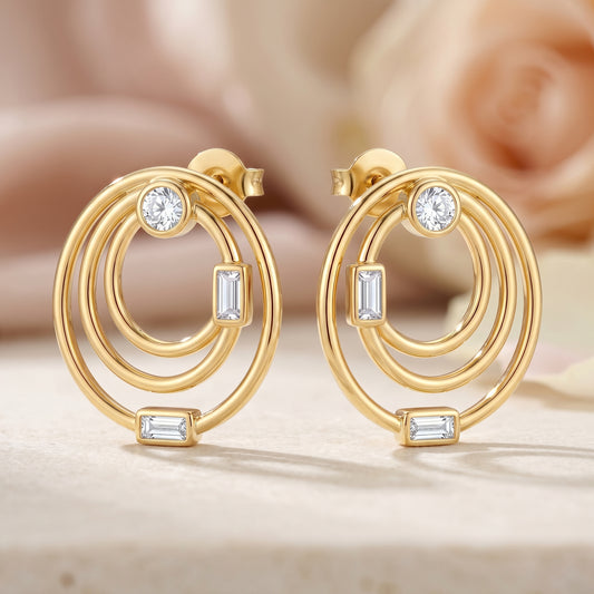 Modern Oval Loop Statement Earrings