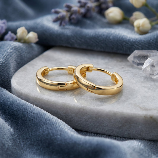 Chic Polished Wide Huggie Hoops