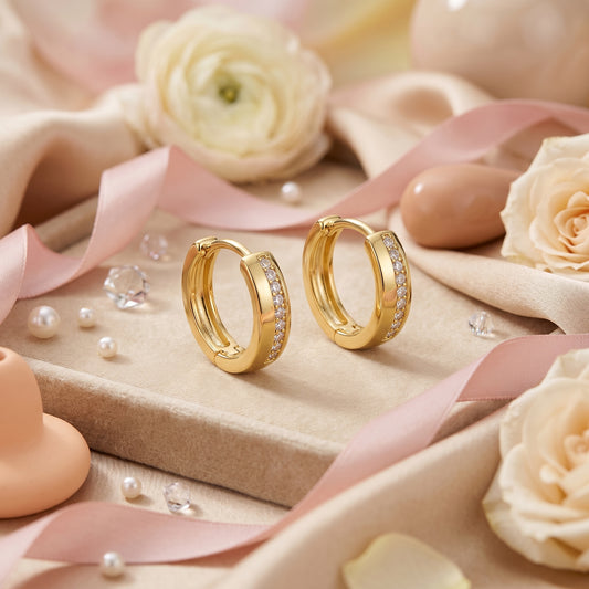Minimal Crystal Line Hoop Earrings