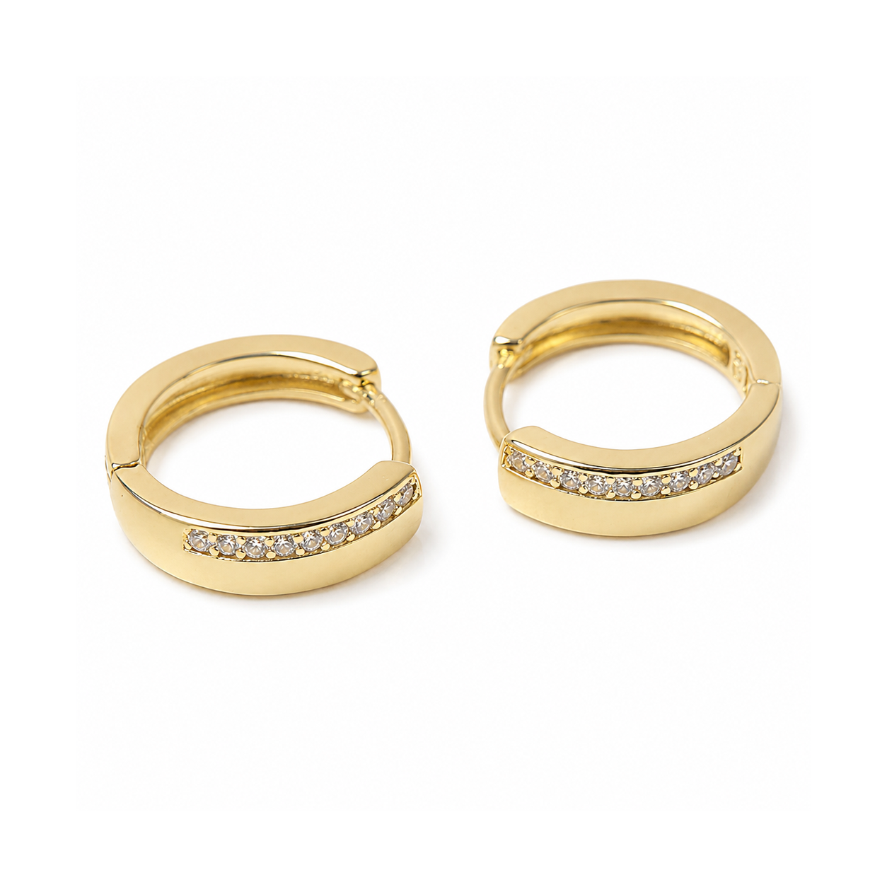 Minimal Crystal Line Hoop Earrings