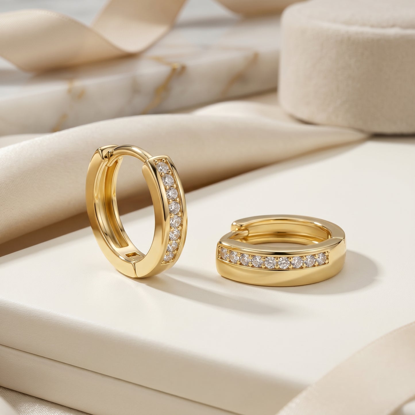 Minimal Crystal Line Hoop Earrings
