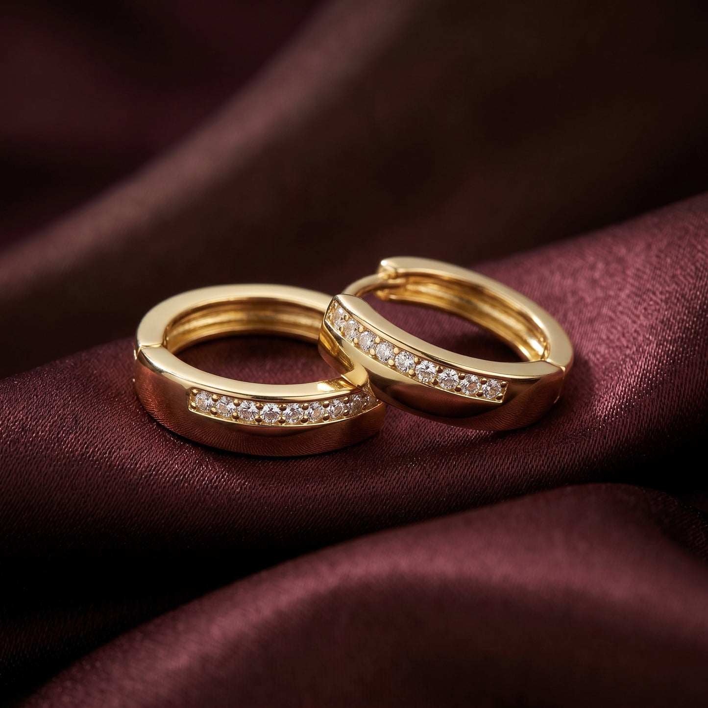Minimal Crystal Line Hoop Earrings