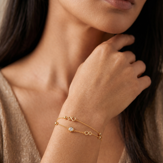 Eternal Heart & Infinity Double-Layered Bracelet