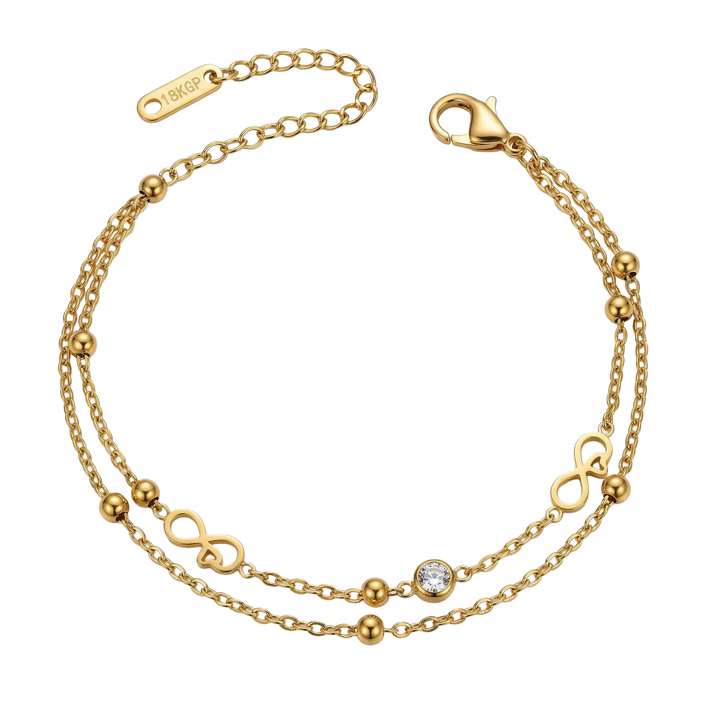 Eternal Heart & Infinity Double-Layered Bracelet