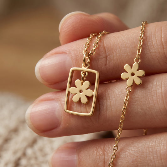 Floating Flower Geometric Frame Chain