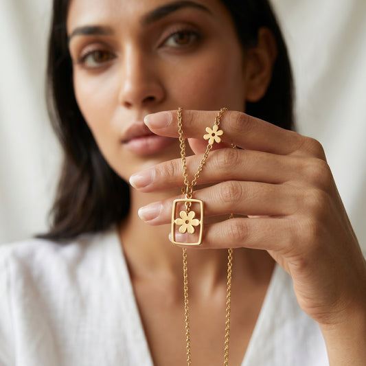 Floating Flower Geometric Frame Chain