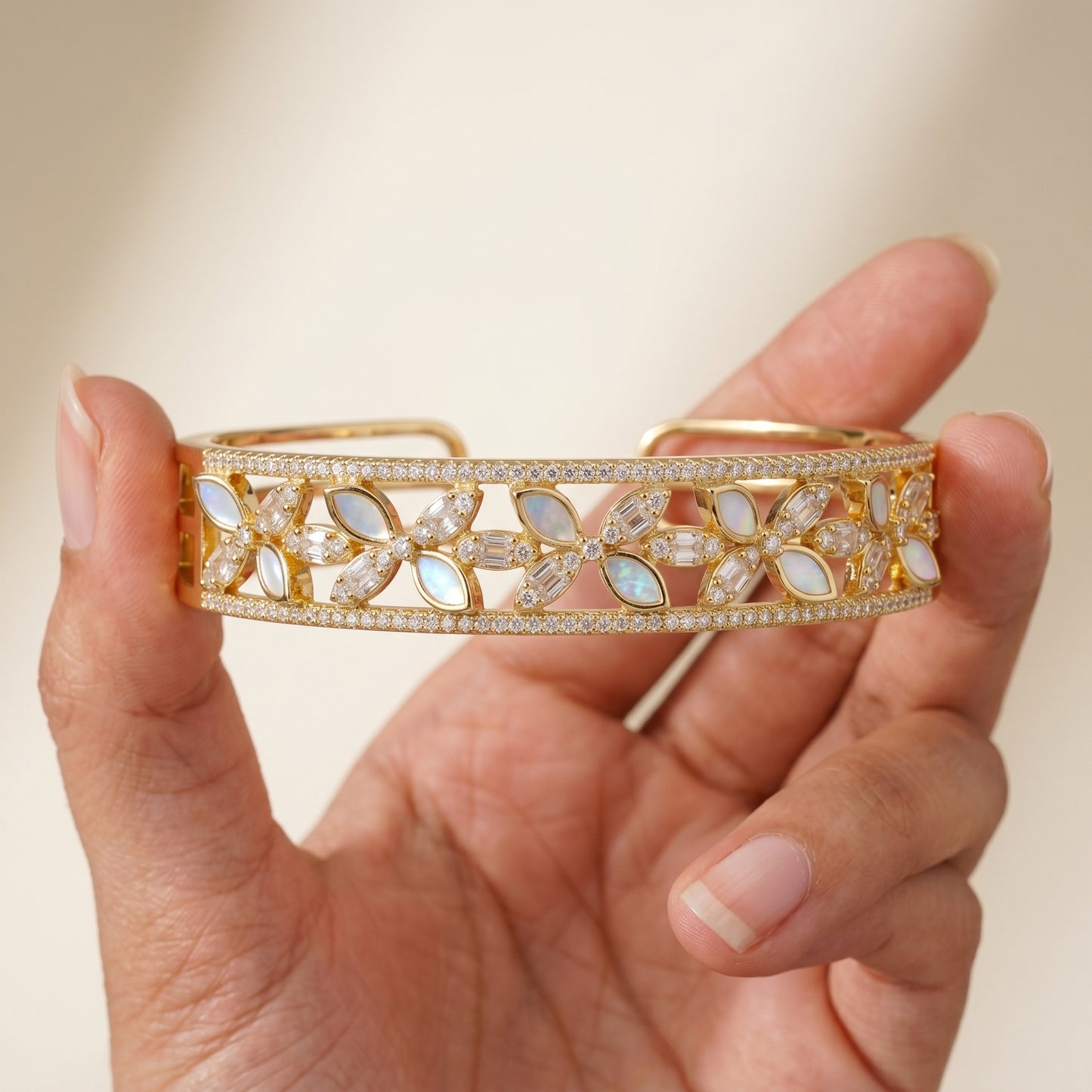 Floral Bloom Open-Cuff Kada