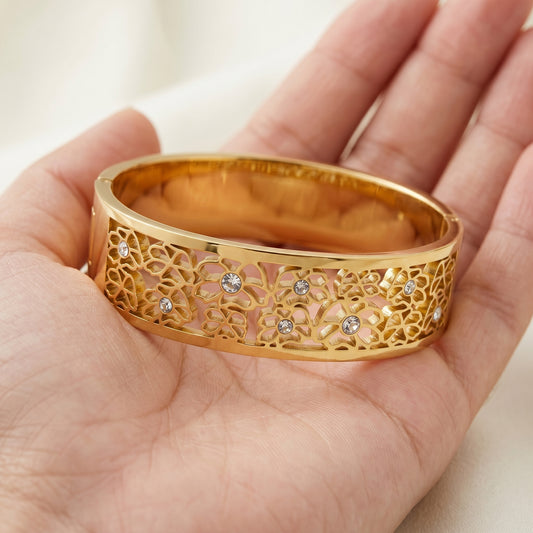 Floral Filigree Hinged Kada