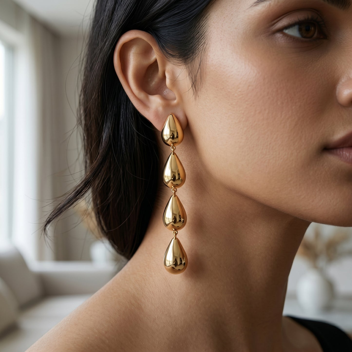 Four-Tier Liquid Teardrop Earrings