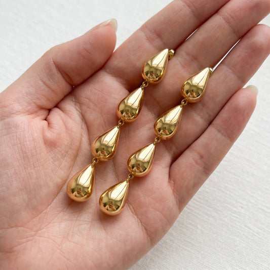 Four-Tier Liquid Teardrop Earrings