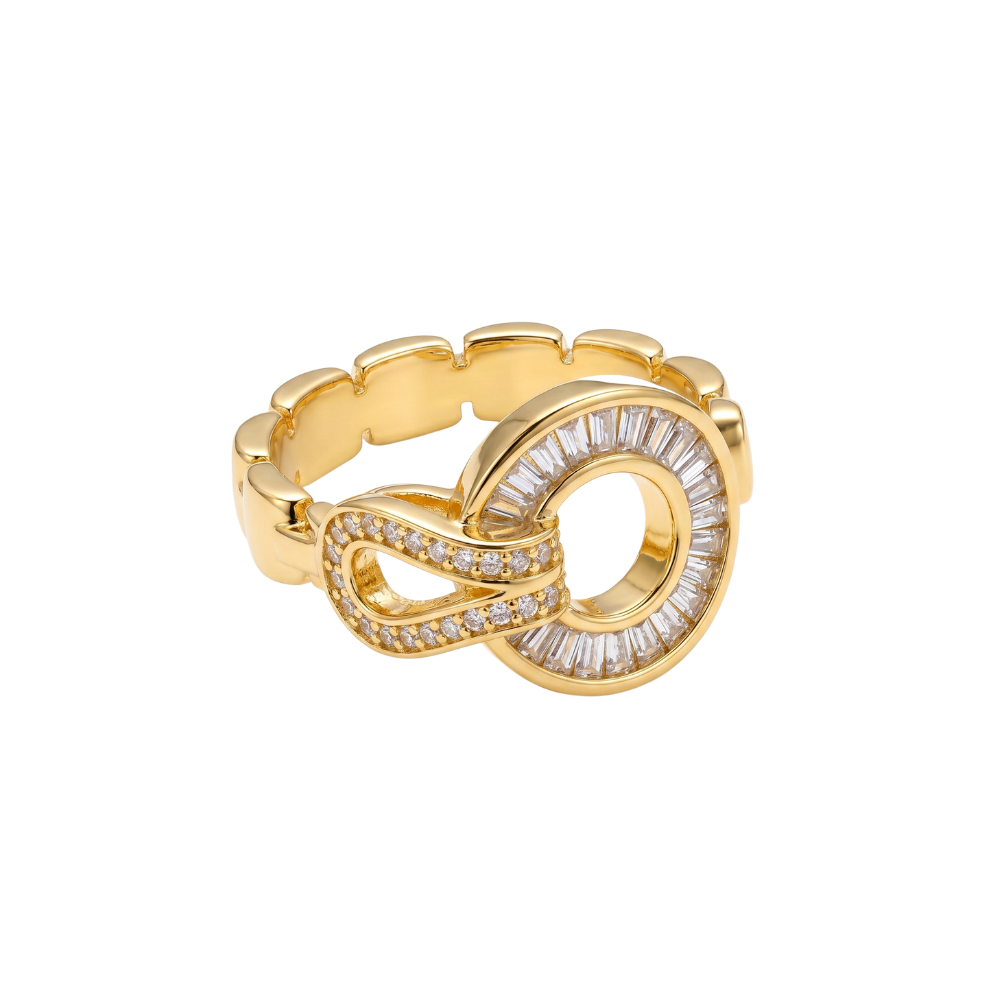Geometric Circular Halo Statement Ring