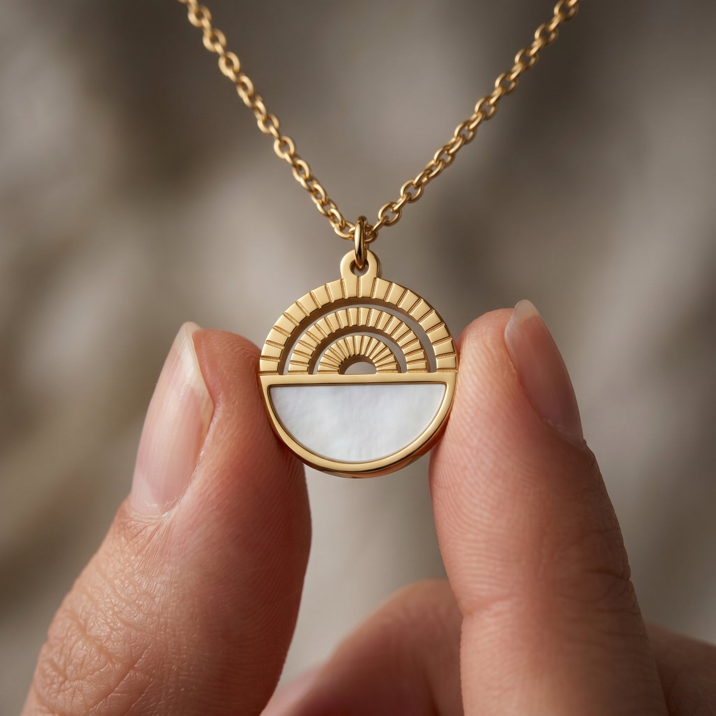 Geometric Sunrise Pendant Chain