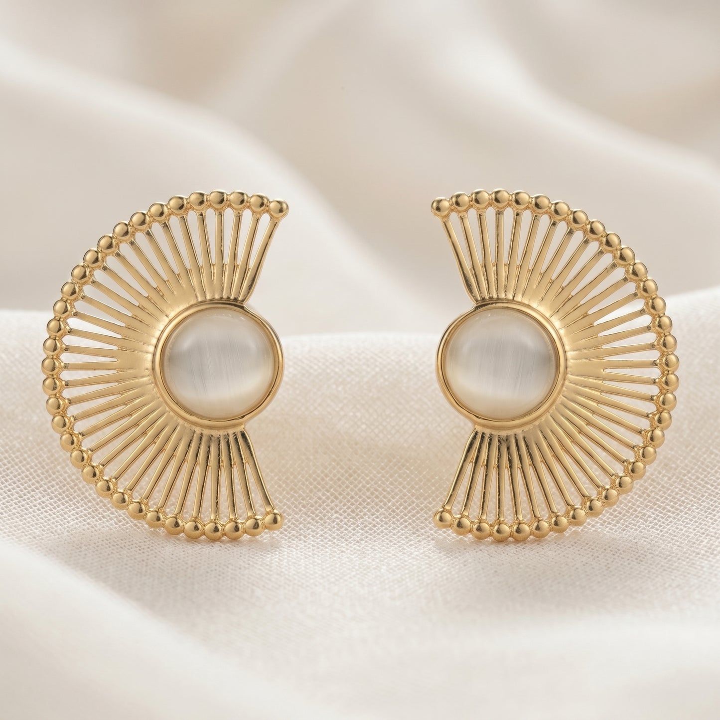 Half Rising Sun Pearl Earrings