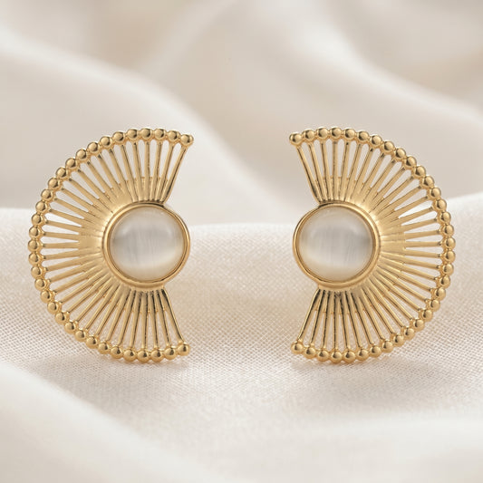 Half Rising Sun Pearl Earrings