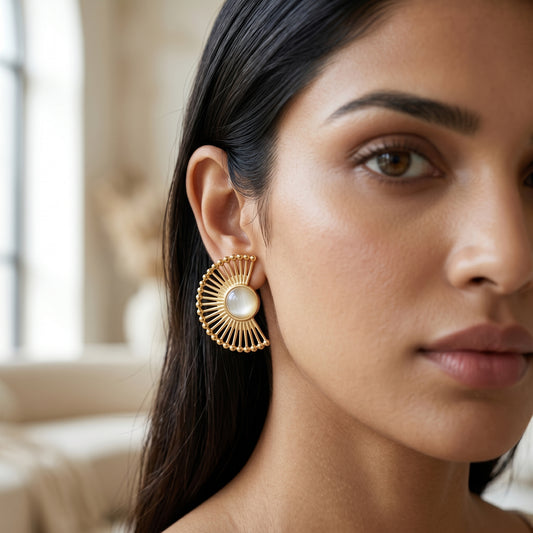 Half Rising Sun Pearl Earrings