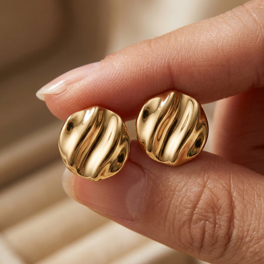 Hammered Ripple Statement Studs