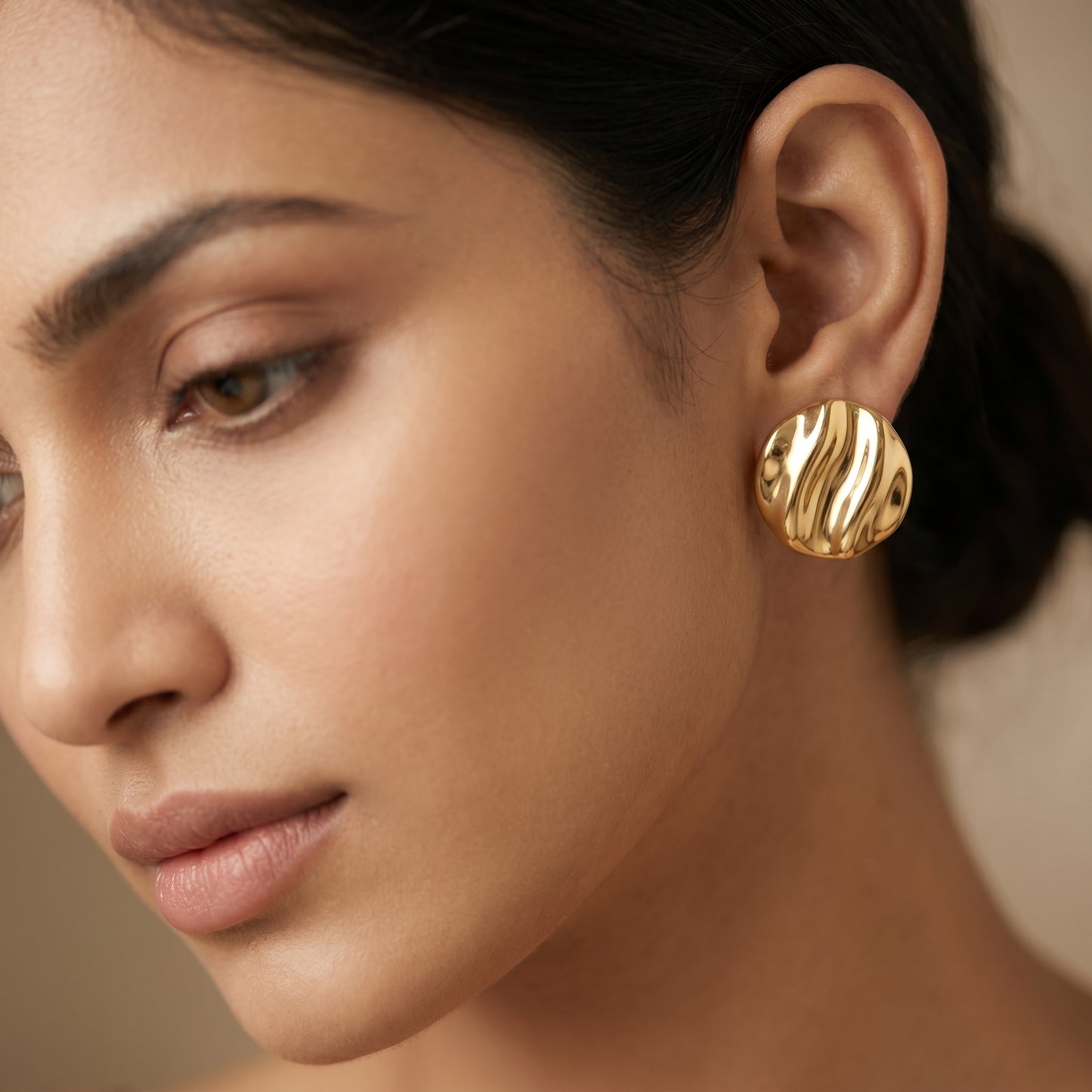 Hammered Ripple Statement Studs