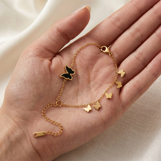 Midnight Monarch Butterfly Charm Bracelet