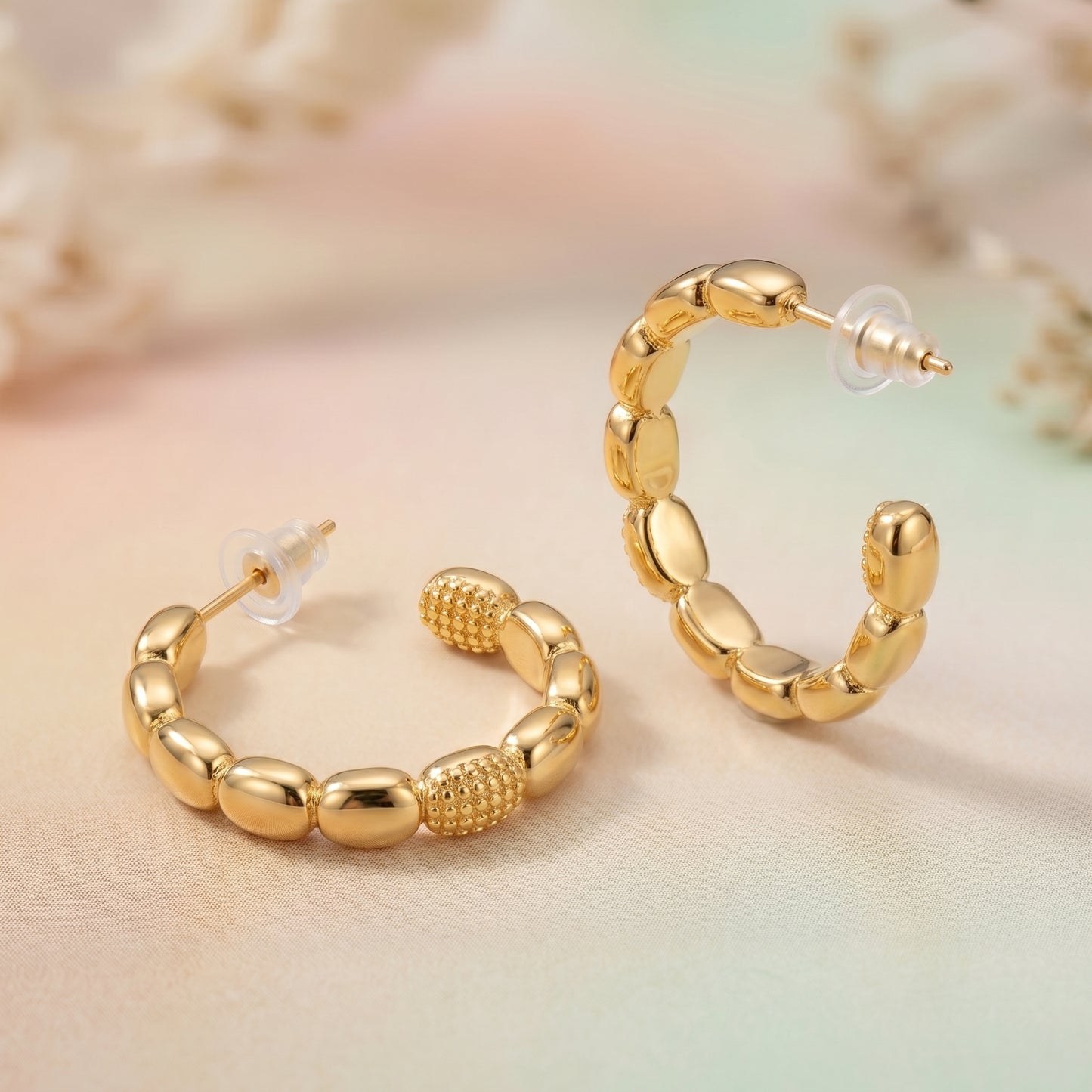 Oval Premium Hoop Earrings with Pave Accents