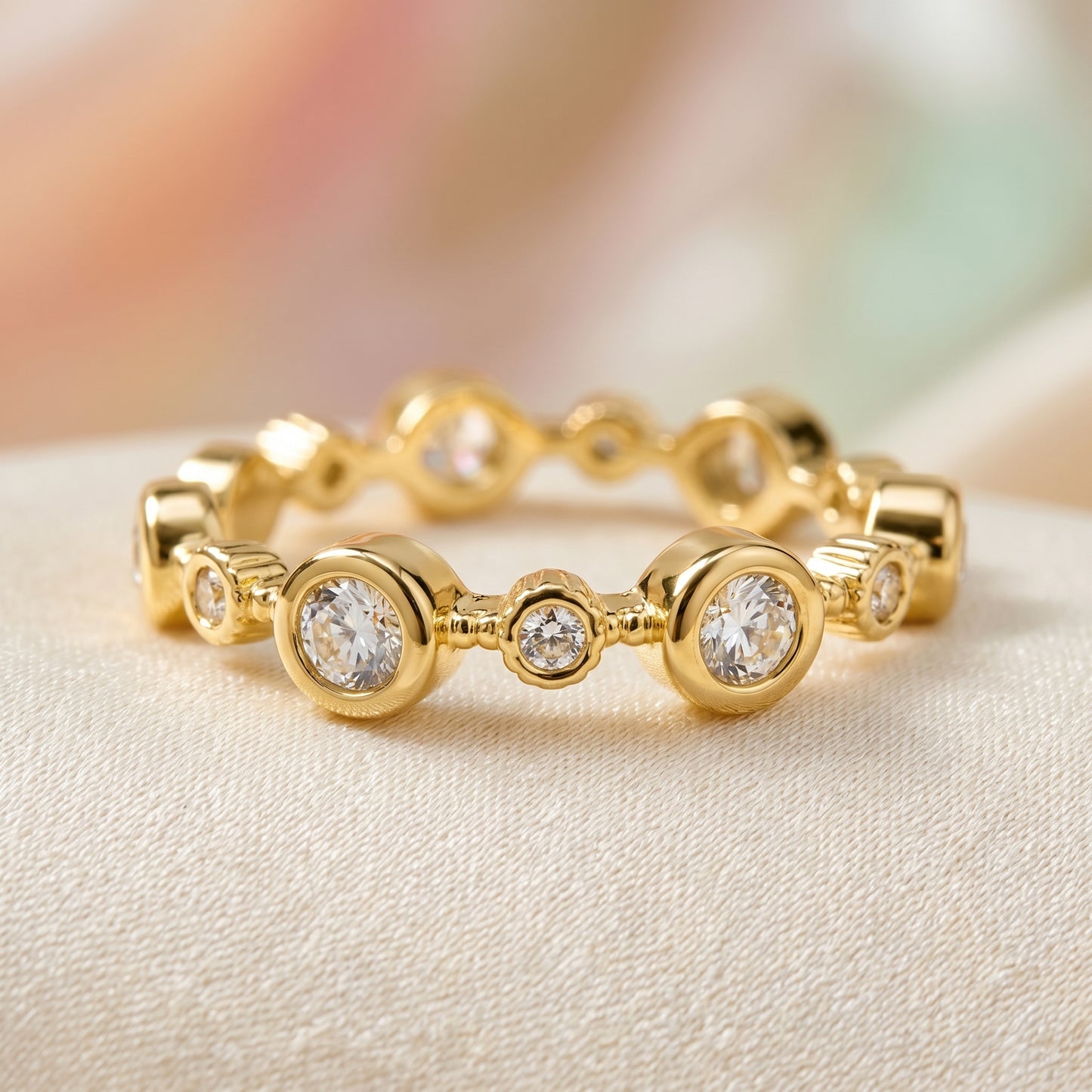 Geometric Geo-Stone Adjustable Eternity Ring