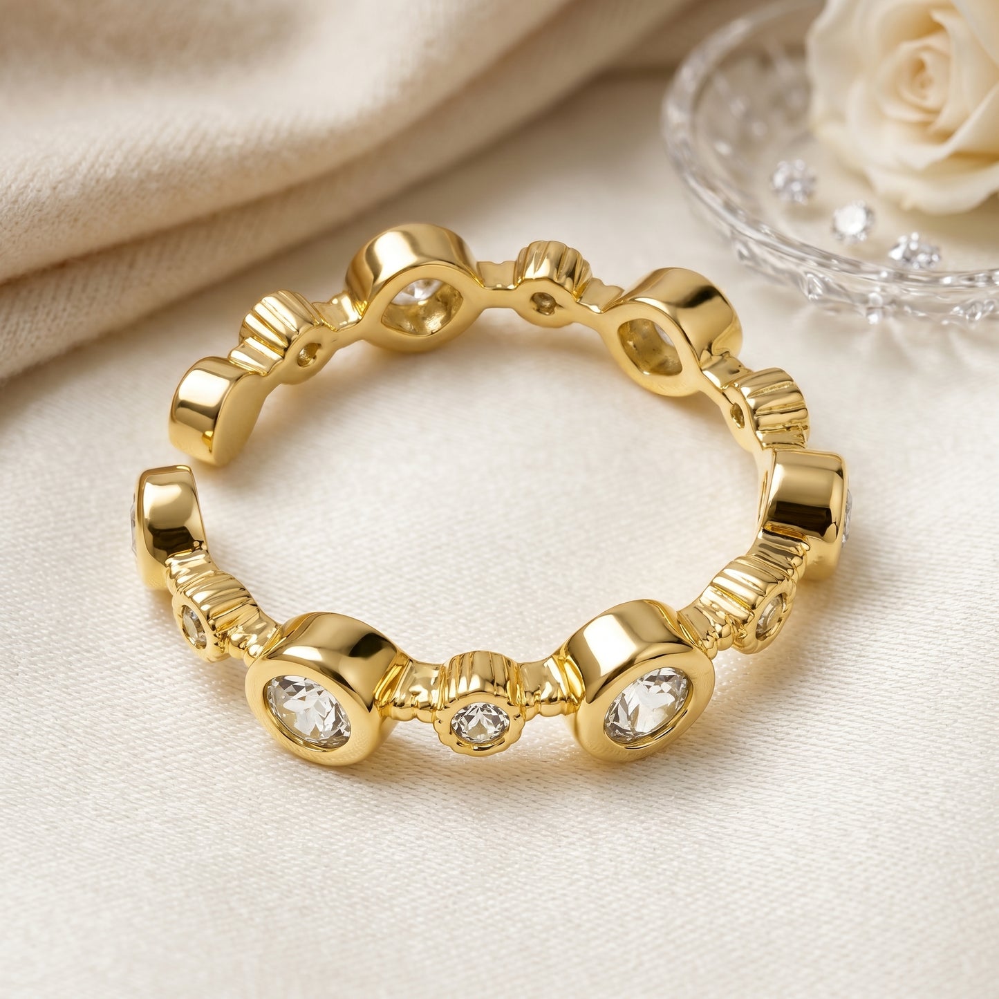 Geometric Geo-Stone Adjustable Eternity Ring