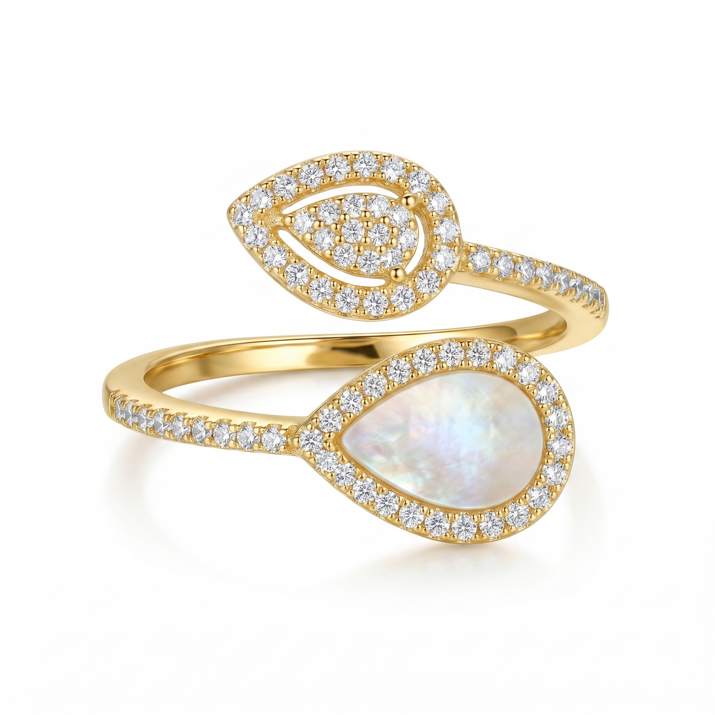 Elegant Pear-Cut Toi et Moi Bypass Ring