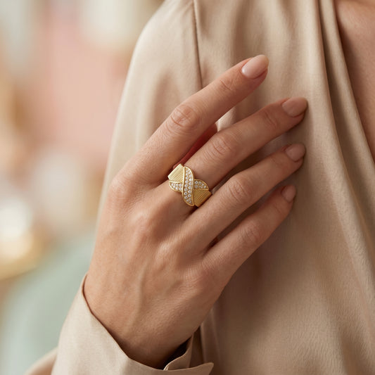 Crossover Ribbed Statement Ring